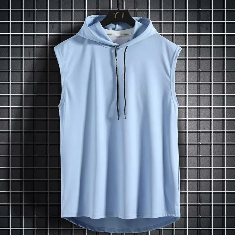 Solid Color 2025 Brand New Men's Tank Tops Vest Sleeveless Tees For Male Hooded Man Vests Tops Hip Hop Men Tank Top T shirt