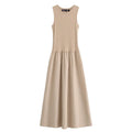 HXAO Khaki Elegant Long Dresses 2025 Women's Spring Sleeveless Black Dresses Fashion Casual Party Y2k Dress Vestidos For Female