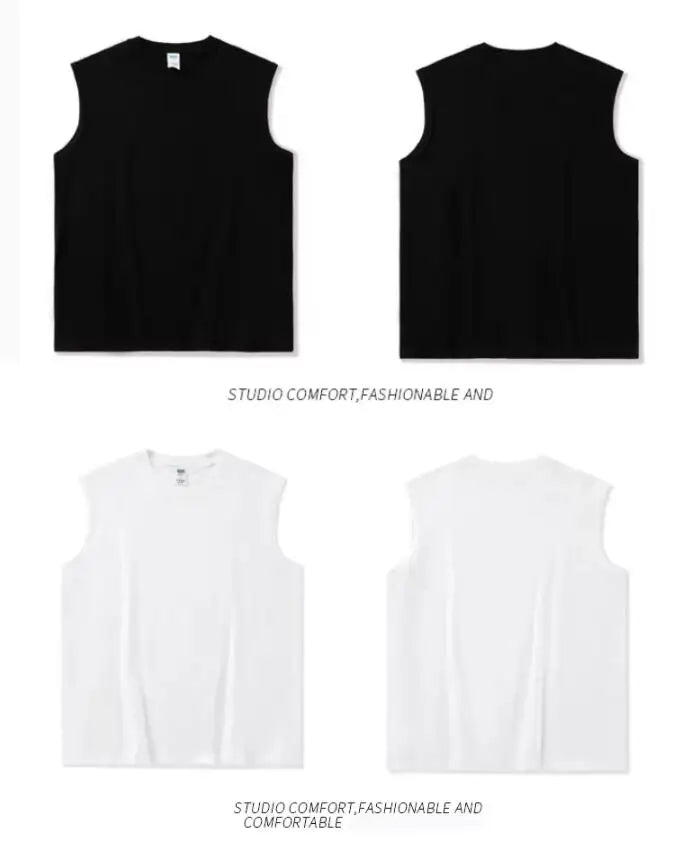 Summer Men's Sleeveless T Shirt New Fashion Summer Basic 100% Cotton Men Women Boyfriend Tank Tops Black White Gray