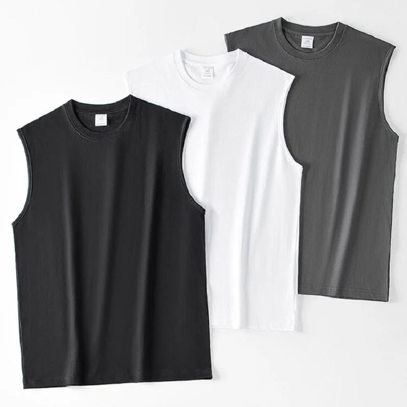 Summer Men's Sleeveless T Shirt New Fashion Summer Basic 100% Cotton Men Women Boyfriend Tank Tops Black White Gray