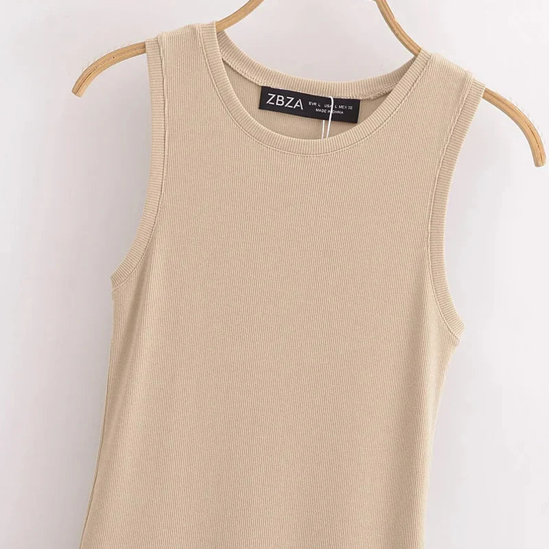 HXAO Khaki Elegant Long Dresses 2025 Women's Spring Sleeveless Black Dresses Fashion Casual Party Y2k Dress Vestidos For Female