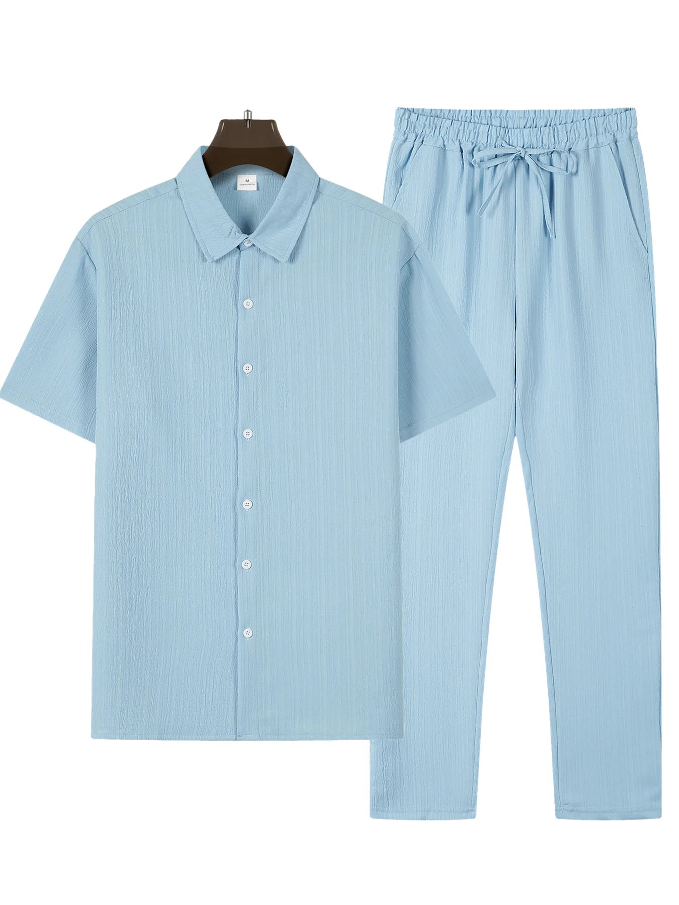 (Shirt+Pants) 2025 Summer new arrival Men Fashion Classic Shirt men Business Casual Shirts Men A Set Of Clothes