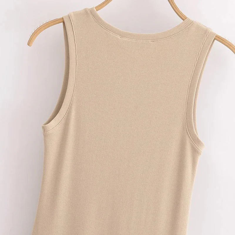 HXAO Khaki Elegant Long Dresses 2025 Women's Spring Sleeveless Black Dresses Fashion Casual Party Y2k Dress Vestidos For Female