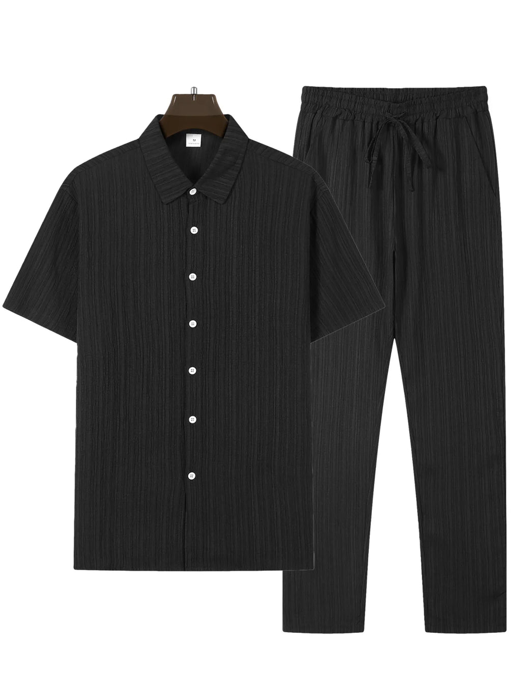 (Shirt+Pants) 2025 Summer new arrival Men Fashion Classic Shirt men Business Casual Shirts Men A Set Of Clothes