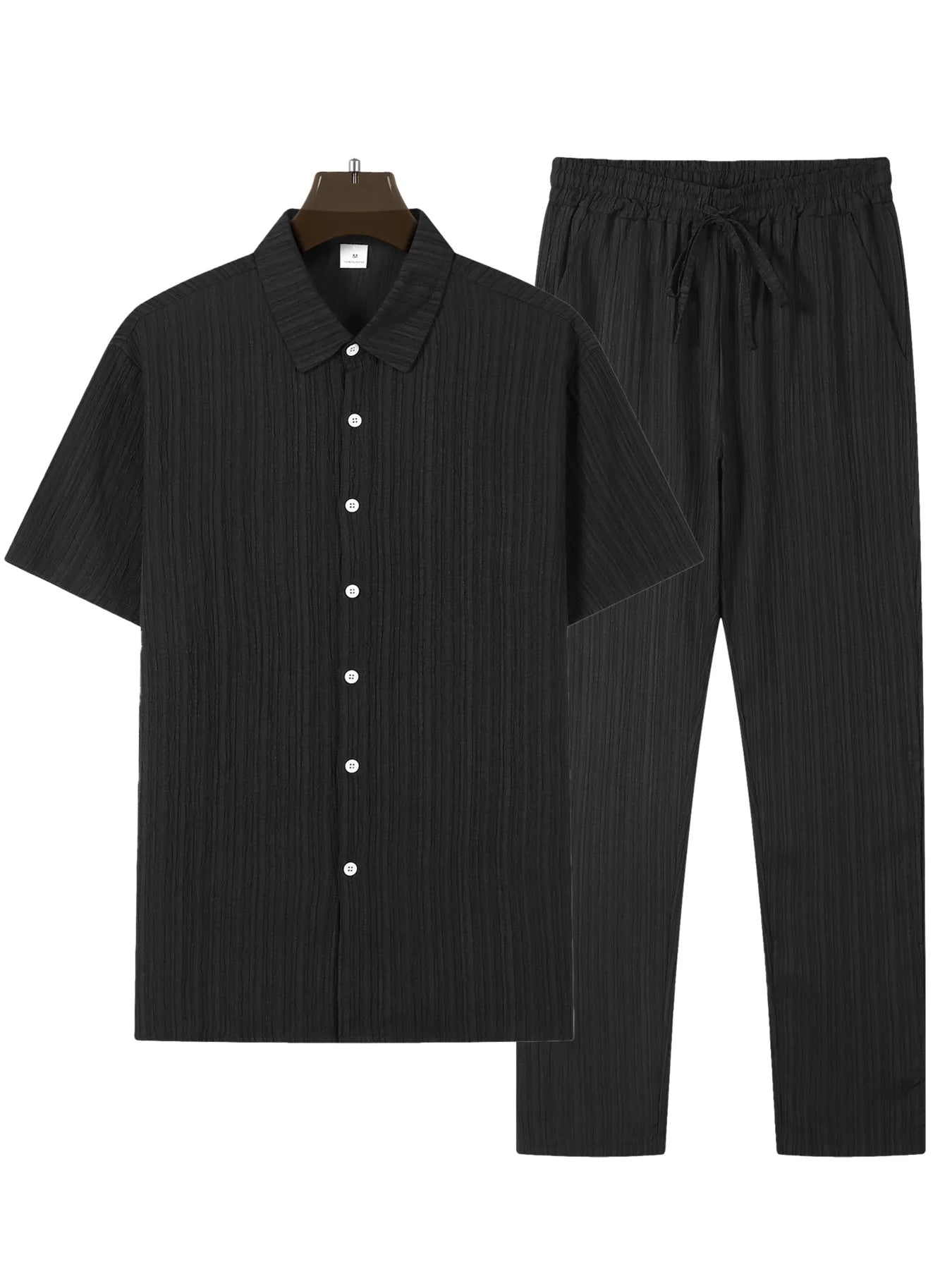 (Shirt+Pants) 2025 Summer new arrival Men Fashion Classic Shirt men Business Casual Shirts Men A Set Of Clothes