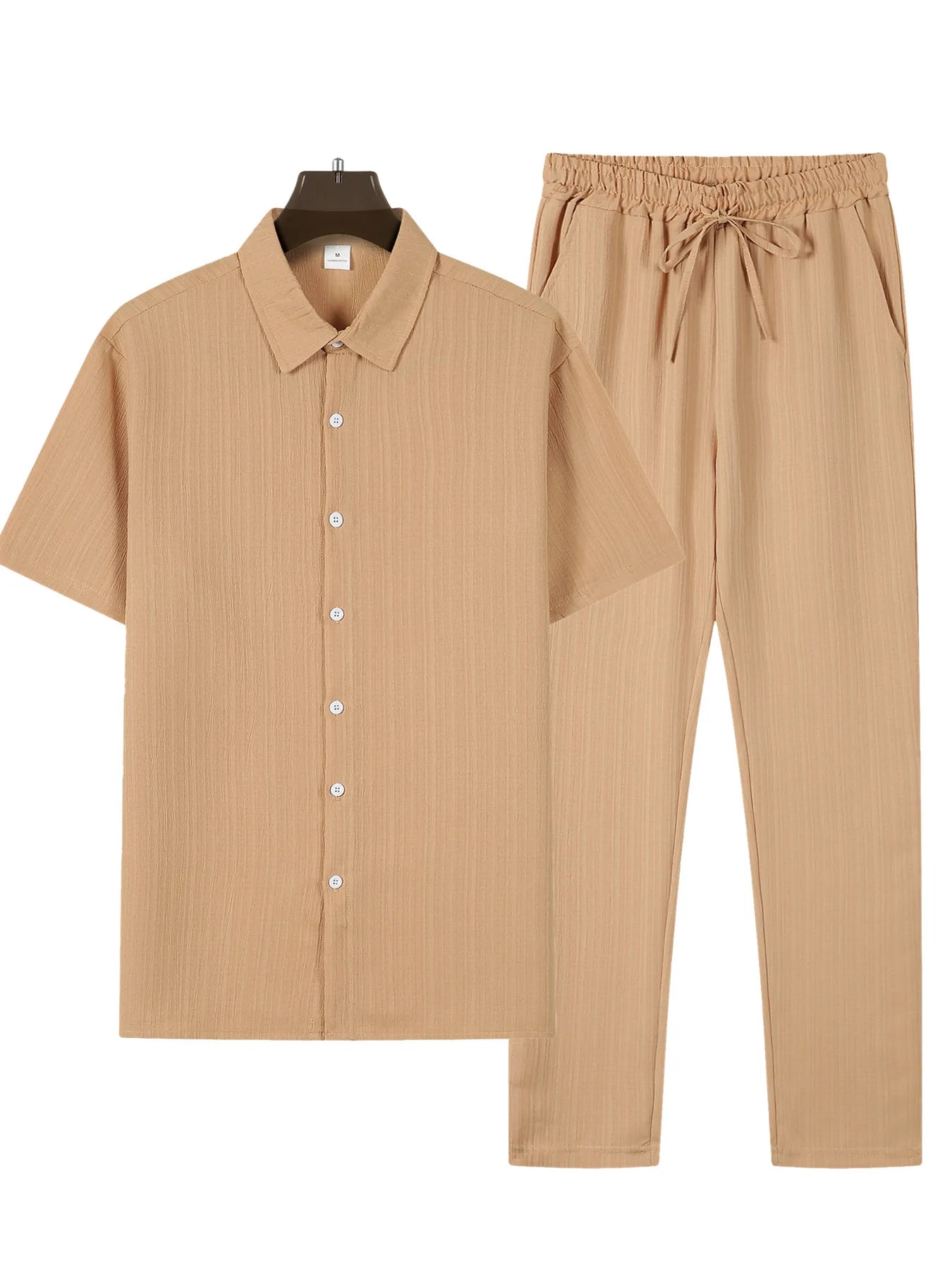 (Shirt+Pants) 2025 Summer new arrival Men Fashion Classic Shirt men Business Casual Shirts Men A Set Of Clothes