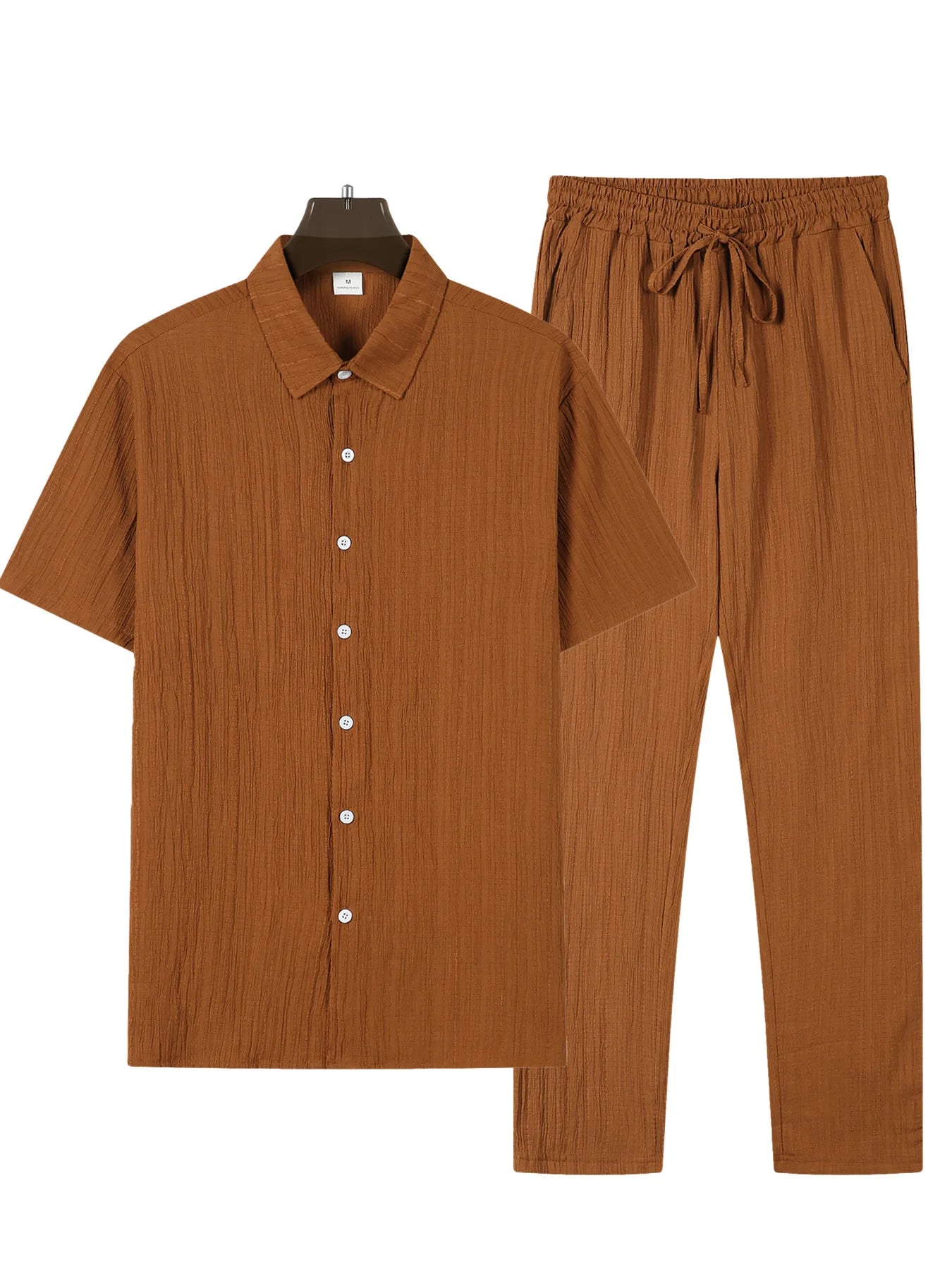 (Shirt+Pants) 2025 Summer new arrival Men Fashion Classic Shirt men Business Casual Shirts Men A Set Of Clothes