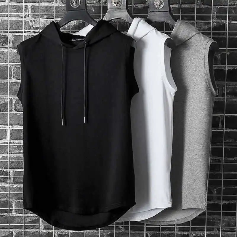 Solid Color 2025 Brand New Men's Tank Tops Vest Sleeveless Tees For Male Hooded Man Vests Tops Hip Hop Men Tank Top T shirt